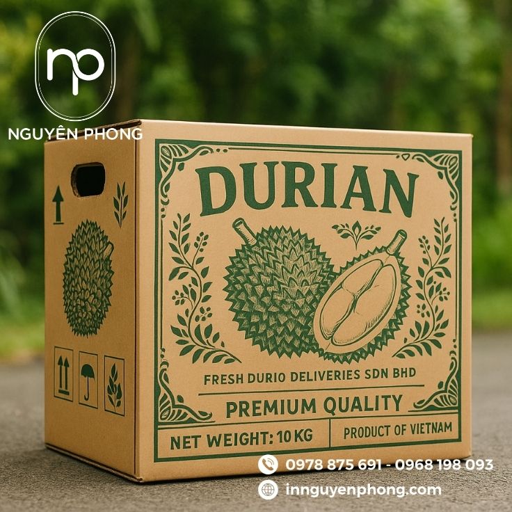 Mẫu thùng carton đựng sầu riêng tại TP.HCM